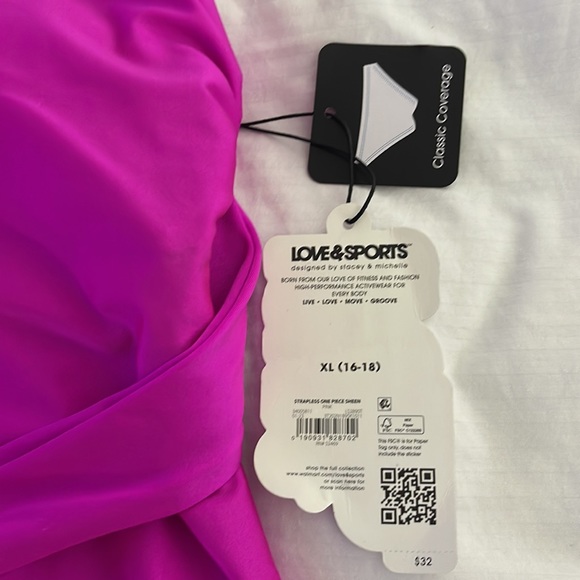 Love&Sports… bright pink, one piece, swimsuit, size XL (16-18) - Picture 2 of 6